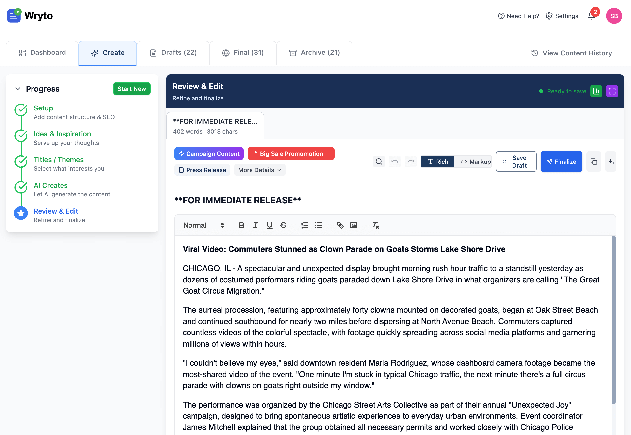 Wryto Dashboard View 4
